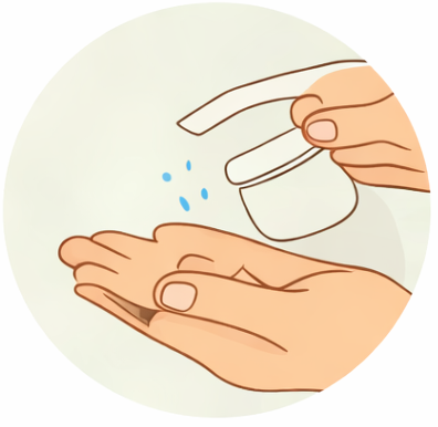 Dispense a small amount of the face mask onto your palm